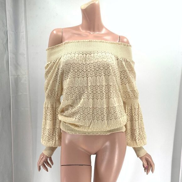 Zara Crocheted Cream off the Shoulder Top Small - Picture 1 of 9